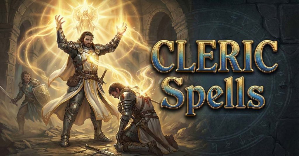 Cleric healing character with magic.